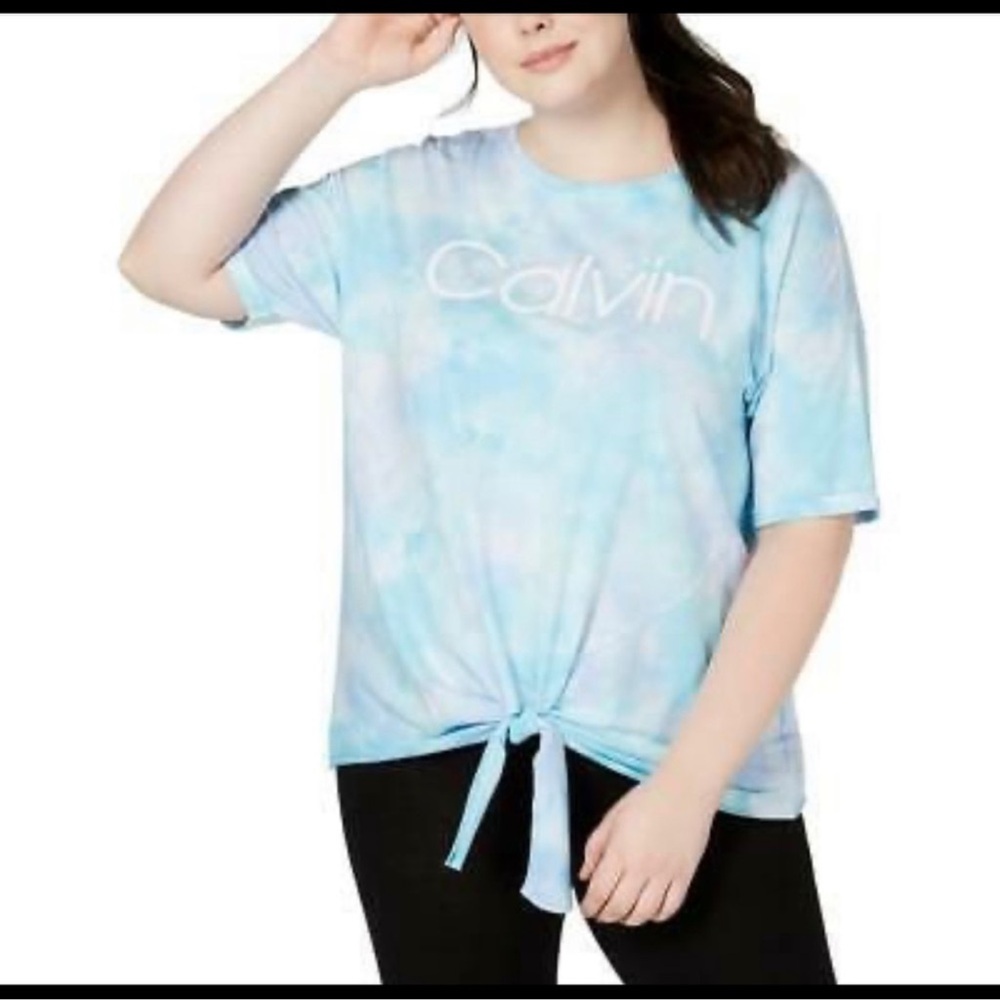 Calvin Klein Light Blue Tie-Front Tee